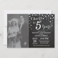 Aniversario de bodas 5 años Pizarra Negro Plateado