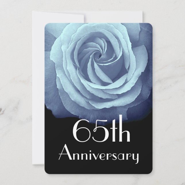 Invitación Aniversario de Bodas 65 Años Rosa Azul Celeste A05 (Anverso)
