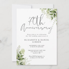 Invitación Aniversario de Bodas 70 Verde Floral