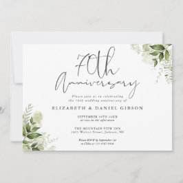 Invitación Aniversario de Bodas 70 Verde Floral