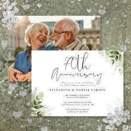 Invitación Aniversario de Bodas 70 Verde Floral Foto