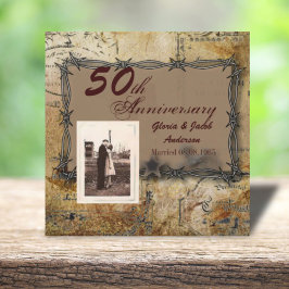 Invitación aniversario de bodas campestre rústico 50