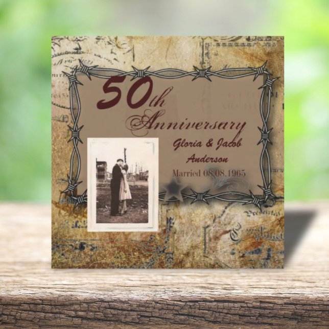 Invitación aniversario de bodas campestre rústico 50 (rustic western country 50th wedding anniversary invitation)