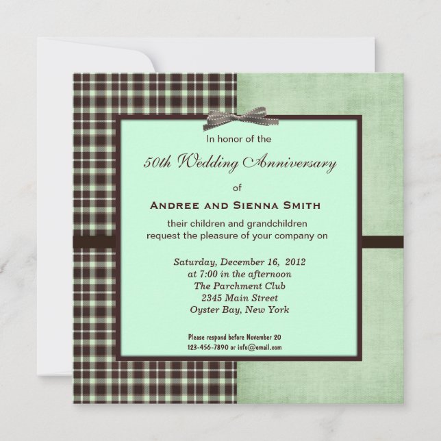 Invitación Aniversario de bodas ChocoMint 50 (Anverso)