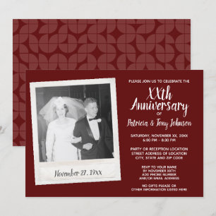Invitación Aniversario de bodas con foto vintage - burdeos
