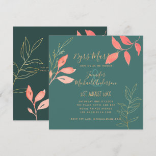 Invitación Aniversario de BODAS Contemporáneo Coral Turquesa