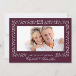 Invitación Aniversario de Bodas de 25 Años Ciruela Plata Foto