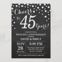 Aniversario de bodas de 45 años Pizarra Negro Plat
