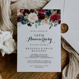 Invitación Aniversario de bodas de 50 años con caligrafía rús