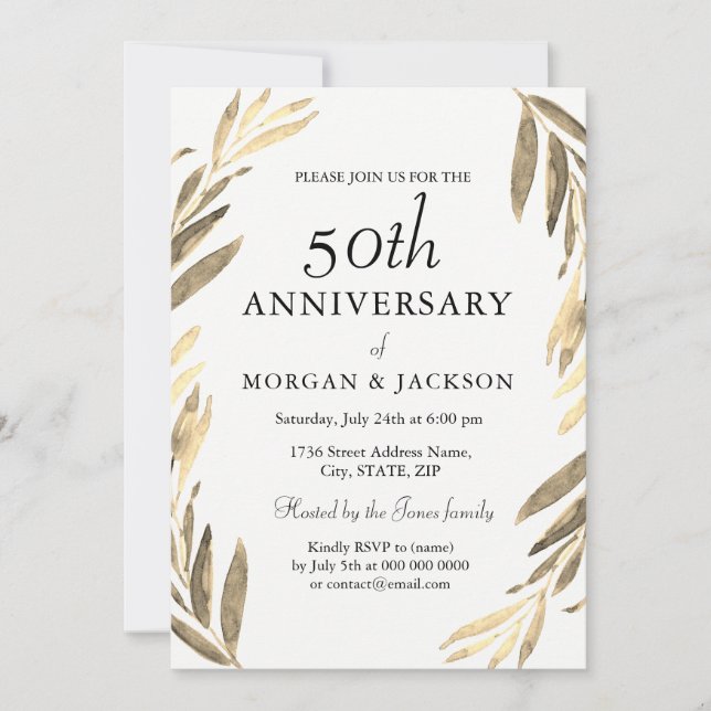 Invitación Aniversario de Bodas de 50 años Corona  (Anverso)