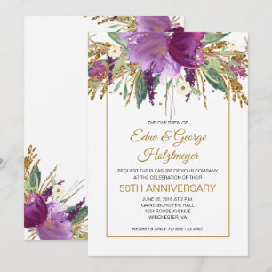 Invitación Aniversario de bodas de 50 años de amatista púrpur