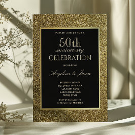 Invitación Aniversario de Bodas de 50 años Negro y Dorado