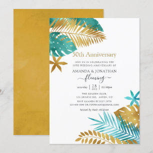 Invitación Aniversario de Bodas de 50 años Tropical Teal y Do