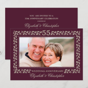 Invitación Aniversario de bodas de 55 años en ciruela bronce 