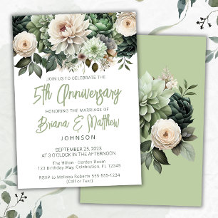 Invitación Aniversario de bodas de 5 años en verde salvia flo