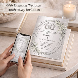 Invitación aniversario de bodas de 60 años con plata, vegetac