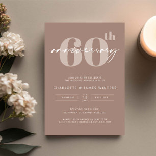 Invitación Aniversario de bodas de 60 años en guión beige min