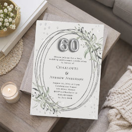Invitación aniversario de bodas de 60 años perla gris verde