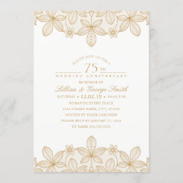 Invitación Aniversario de Bodas de 75 años Elegante Encaje Do