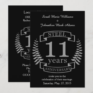 Invitación Aniversario de bodas de acero undécimo 11 años