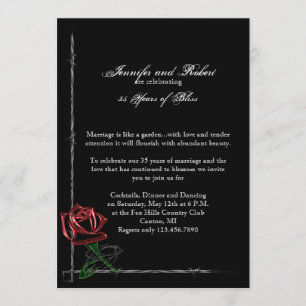 Invitación Aniversario de bodas de alambre de púas y rosa gót