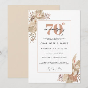 Invitación Aniversario de bodas de Boho Pampass Grass 70