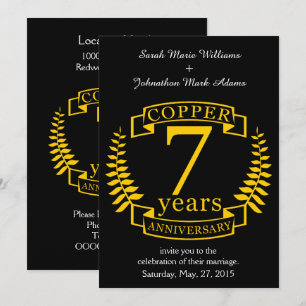 Invitación Aniversario de bodas de cobre 7 años