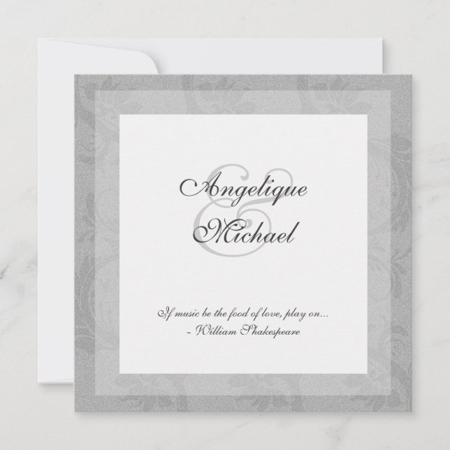Invitación Aniversario de bodas de compromiso gris plateado (Anverso)