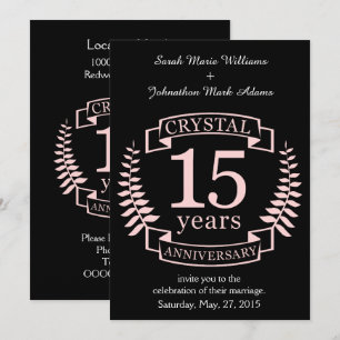 Invitación Aniversario de bodas de cristal 15 años