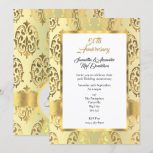 Invitación Aniversario de bodas de damasco dorado 50