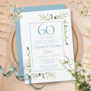 Invitación Aniversario de bodas de diamante 60º con vegetació