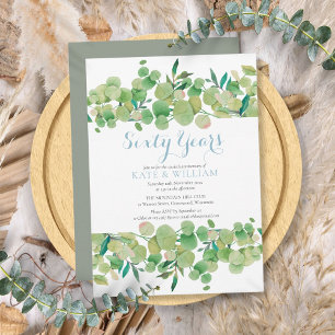 Invitación Aniversario de bodas de diamante 60º con vegetació