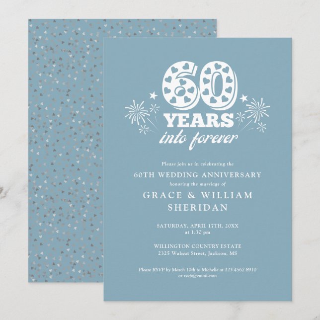 Invitación Aniversario de bodas de diamante 60 años (Anverso / Reverso)