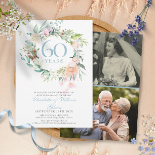 Invitación Aniversario de bodas de diamante 60 Floral 2 Foto