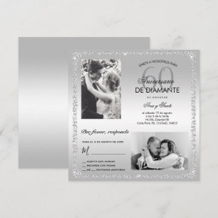 Invitación Aniversario de bodas de diamante de 60 años con do
