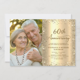 Invitación Aniversario de Bodas de Diamante Moderno con Brill