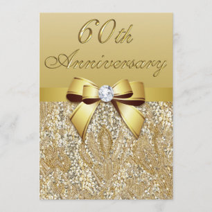 Invitación Aniversario de Bodas de Diamante número 60 Lazo de