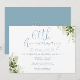 Invitación Aniversario de Bodas de Diamante Verde Floral