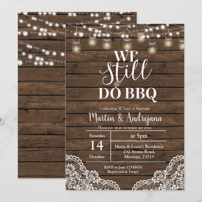 Invitación Aniversario de bodas de encaje Todavía hacemos Ani (Anverso / Reverso)