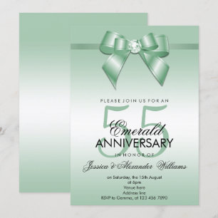 Invitación Aniversario de bodas de esmeralda y cinta de 55 añ