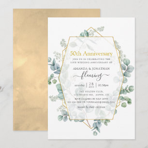 Invitación Aniversario de bodas de Eucalipto Geométrico 50