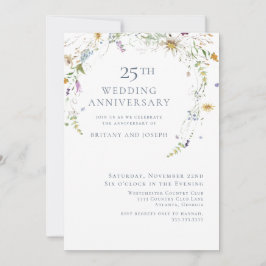 Invitación Aniversario de Bodas de Flor Silvestre Azul Floral