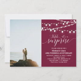 Invitación Aniversario de Bodas de Foto Burgundy 40º