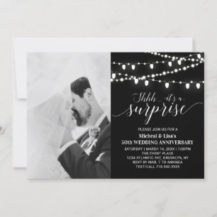 Invitación Aniversario de bodas de foto en blanco y negro 50º