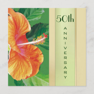 Invitación Aniversario de bodas de Hibisco Mandarina 50 años