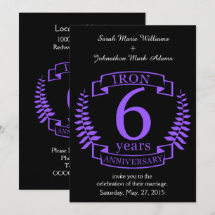 Invitación Aniversario de bodas de hierro 6 años