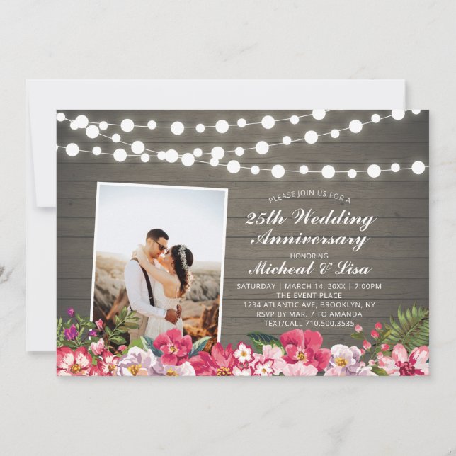 Invitación Aniversario de Bodas de Madera 40th Foto (Anverso)