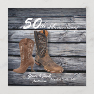 Invitación aniversario de bodas de madera de granero vaquero 