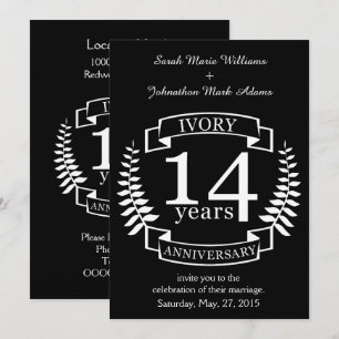 Invitación Aniversario de bodas de marfil 14 años
