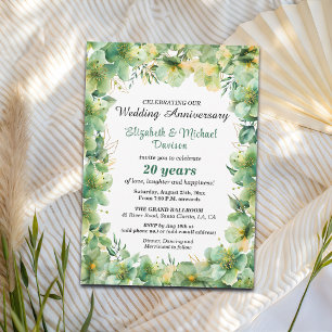 Invitación Aniversario de Bodas de Oro 20 años con flores en